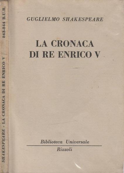 La cronaca di Re Enrico V - William Shakespeare - copertina