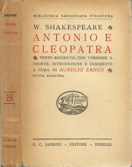 Antonio e Cleopatra - William Shakespeare - copertina