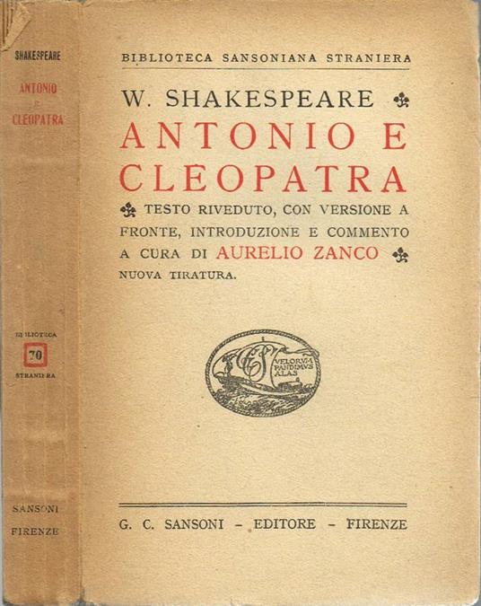 Antonio e Cleopatra - William Shakespeare - copertina