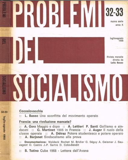 Problemi del socialismo. Rivista mensile nuova serie, n.32-33, anno 1968 - Lelio Basso - copertina