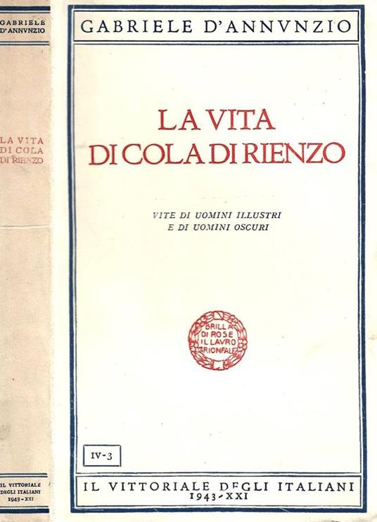 La vita di Cola di Rienzo - Gabriele D'Annunzio - copertina