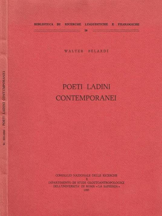 Poeti ladini contemporanei - Walter Belardi - copertina