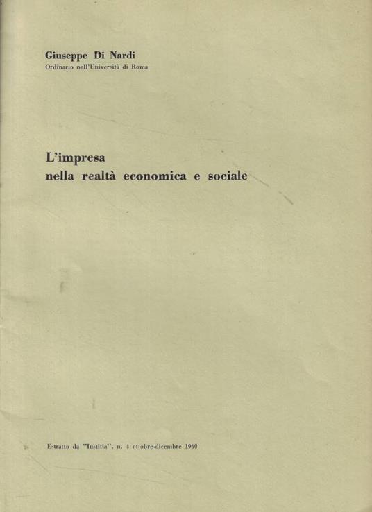 L' impresa nella realtà economica e sociale - Giuseppe Di Nardi - copertina