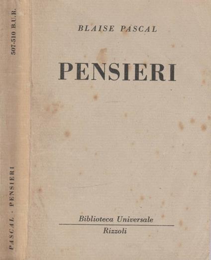 Pensieri - Blaise Pascal - copertina