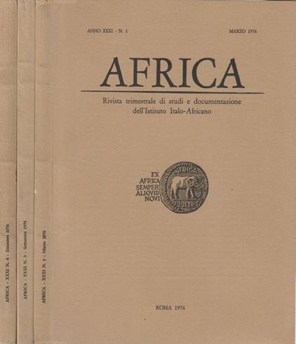Africa anno XXXI, n 1,3,4 marzo, sett, dic 1976 - Teobaldo Filesi - copertina