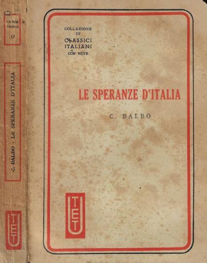 Le speranze d'Italia - Cesare Balbo - copertina