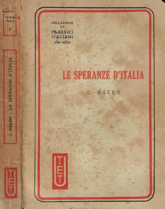 Le speranze d'Italia - Cesare Balbo - copertina