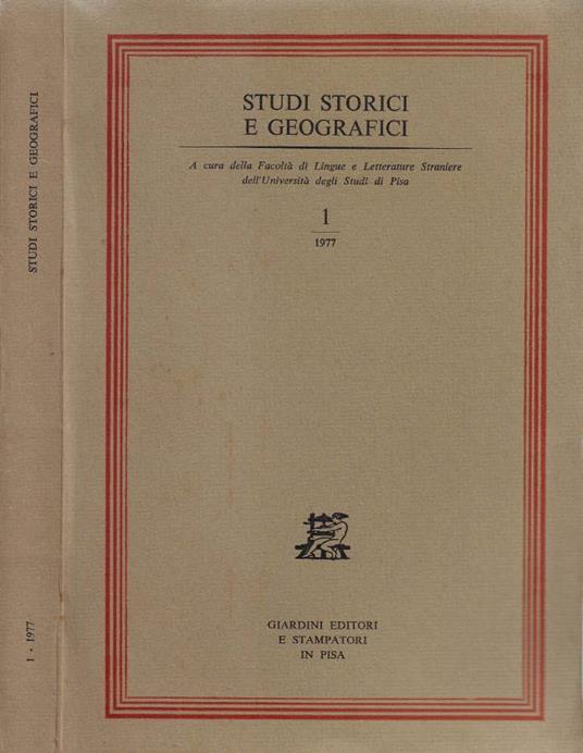 Studi storici e geografici. 1/1977 - copertina