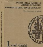 Annali della facoltà di lettere e filosofia. Università degli studi di Perugia. Volume XXI, nuova serie VII, 1983/1984