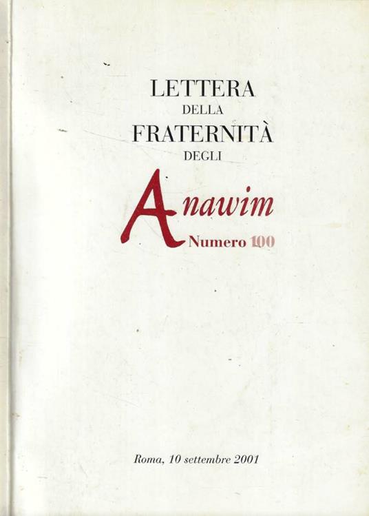 Lettera della fraternità degli Anawim n. 100 - copertina