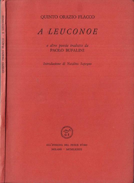 A Leuconoe - Q. Flacco Orazio - copertina