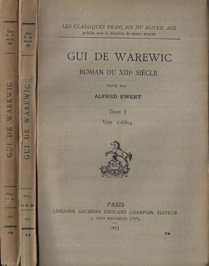 Gui de Warewic Tome I - II - copertina