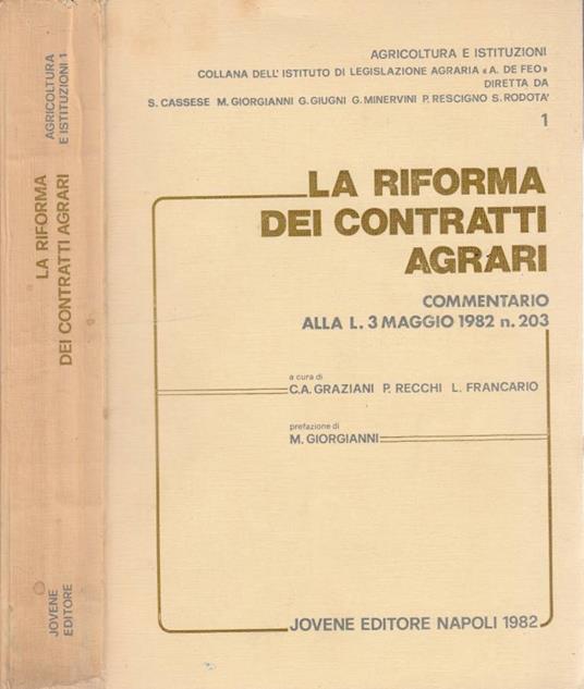 La riforma dei contratti agrari - copertina