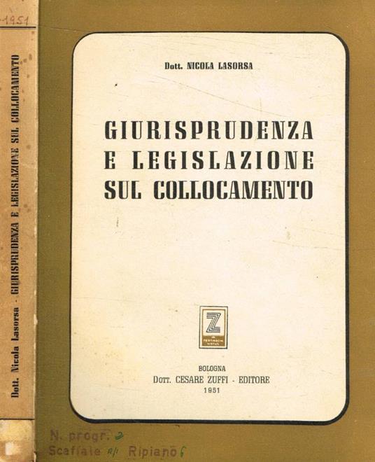 Giurisprudenza e legislazione sul collocamento - copertina