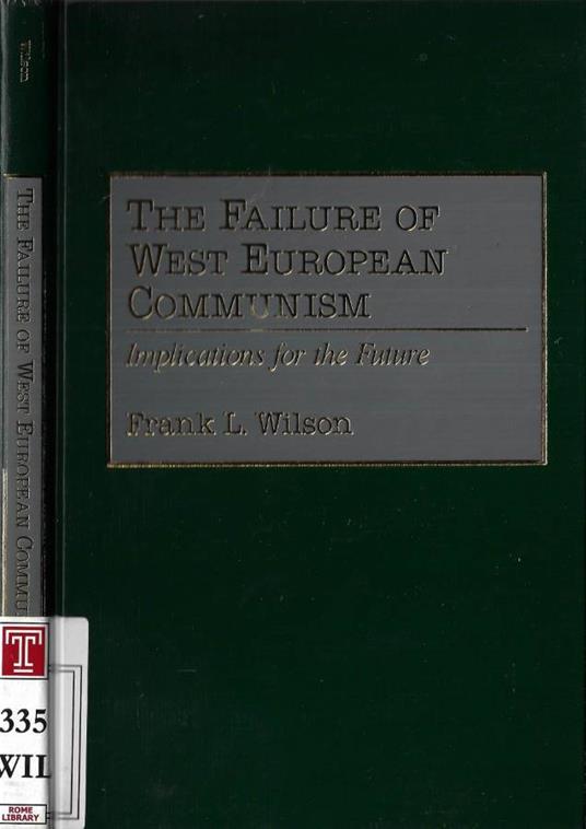 The failure of west european communism - copertina