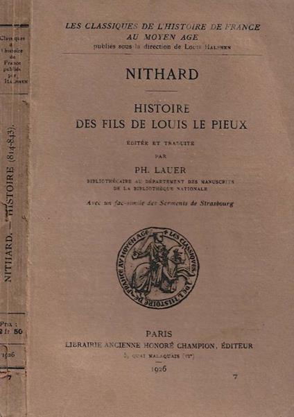Histoire des fils de Louis le Pieux - copertina