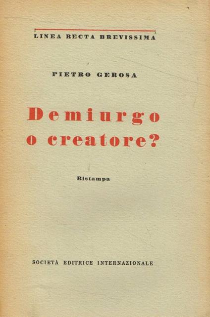 Demiurgo o creatore? - copertina