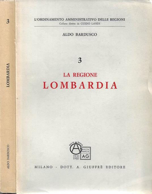 La Regione Lombardia - Aldo Bardusco - copertina