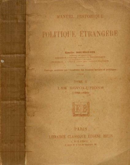 Manuel Historique politique etrangere - Emile Bourgeois - copertina