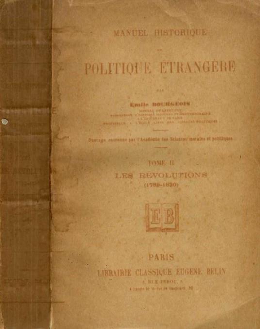 Manuel Historique politique etrangere - Emile Bourgeois - copertina