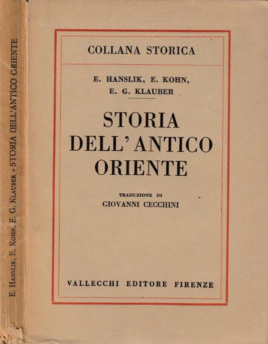 Storia dell'antico oriente - E. Hanslik - copertina