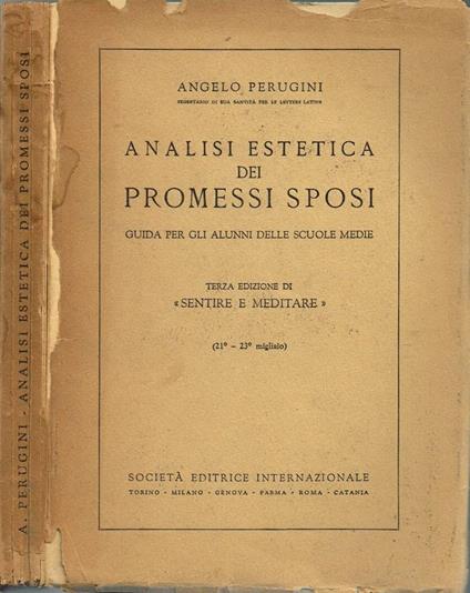 Analisi estetica dei Promessi Sposi - Angelo Perugini - copertina