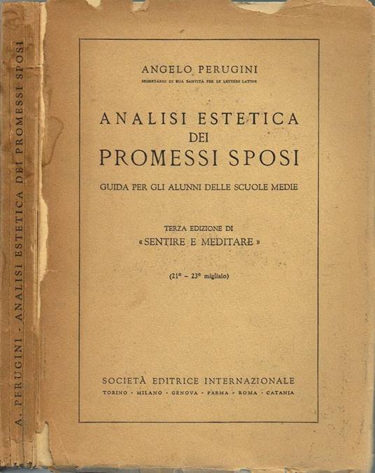 Analisi estetica dei Promessi Sposi - Angelo Perugini - copertina