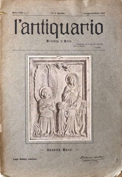 L' antiquario anno XIII, n 1, genn-febb 1926 - Demetrio Tolosani - copertina