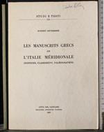 Les manuscrits Grecs de l'Italie Meridionale