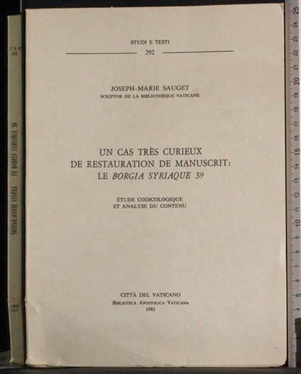 Un cas tres curieux de restauration de manuscrit bolgia - copertina