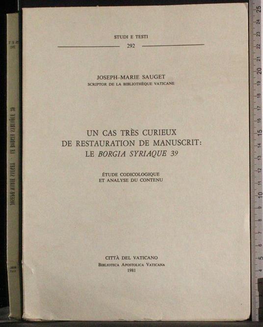 Un cas tres curieux de restauration de manuscrit bolgia - copertina