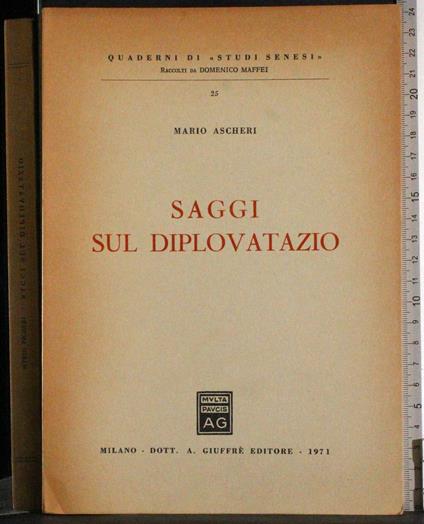 Saggi sul diplovatazio - Mario Ascheri - copertina