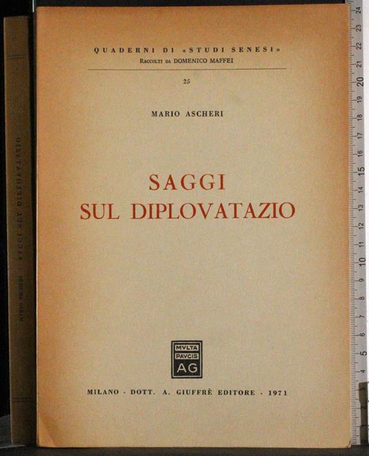Saggi sul diplovatazio - Mario Ascheri - copertina