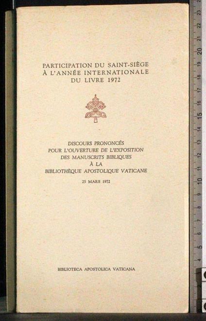 Participation du Saint-Siege a l'année internationale livre 1972 - copertina