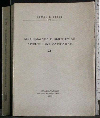 Miscellanea bibliothecae apostolicae vaticanae Vol 2 - copertina