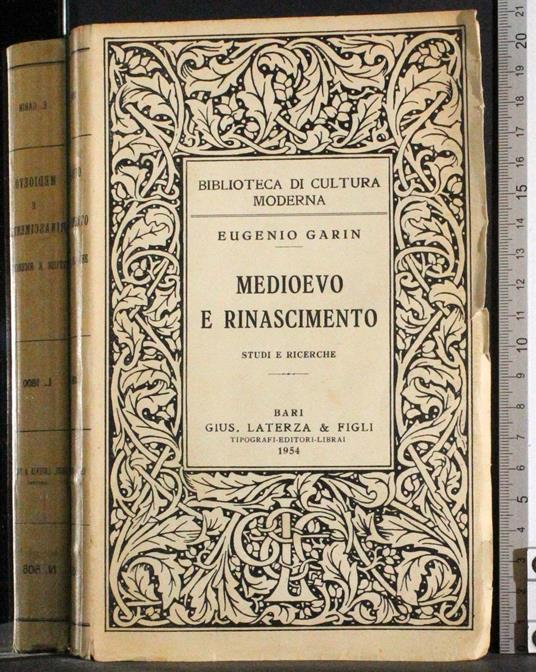 Medioevo e Rinascimento - Eugenio Garin - copertina