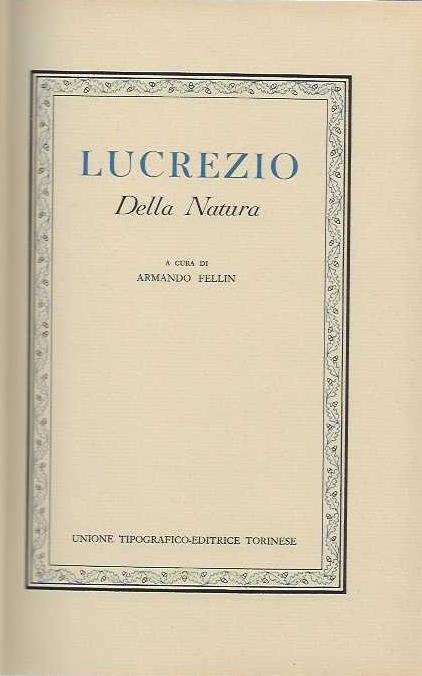Della Natura - Tito Lucrezio Caro - copertina