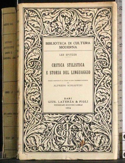 Cristica stilistica e storia del linguaggio - Leo Spitzer - copertina