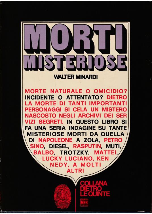Morti misteriose - Walter Minardi - copertina
