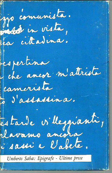Epigrafe - Ultime prose - Umberto Saba - copertina