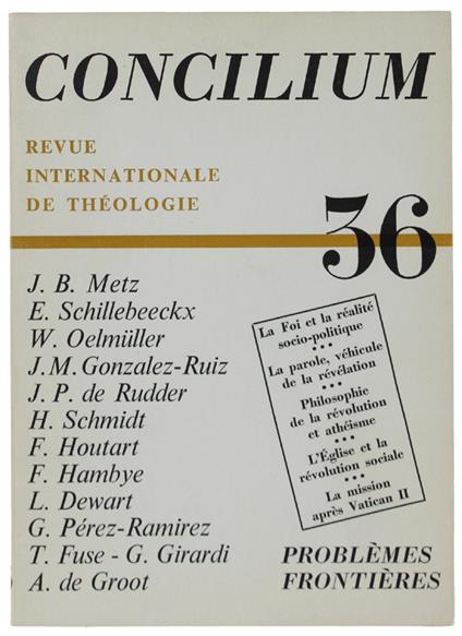 Concilium. Revue Internationale De Théologie. N° 36 - Collectif - copertina