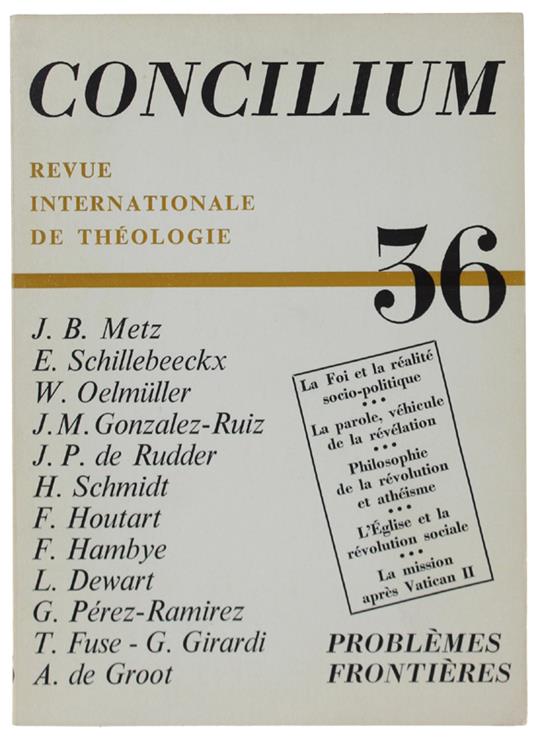 Concilium. Revue Internationale De Théologie. N° 36 - Collectif - copertina