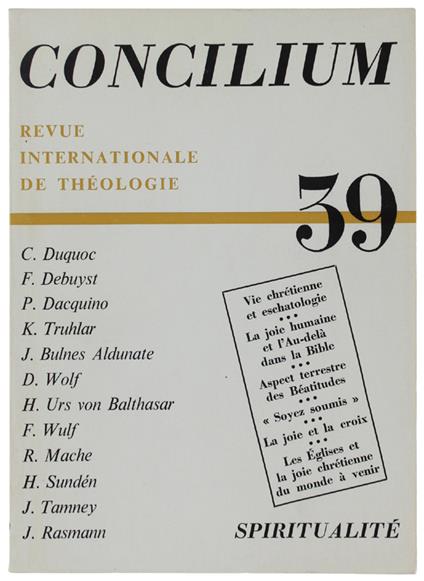 Concilium. Revue Internationale De Théologie. N° 39 - Collectif - copertina