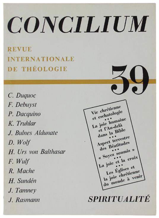 Concilium. Revue Internationale De Théologie. N° 39 - Collectif - copertina
