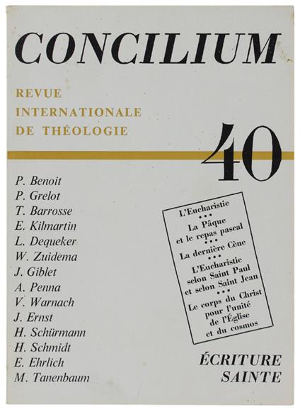 Concilium. Revue Internationale De Théologie. N° 40 - Collectif - copertina