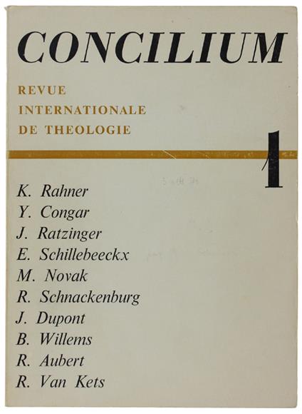 Concilium. Revue Internationale De Théologie. N° 1 - Collectif - copertina