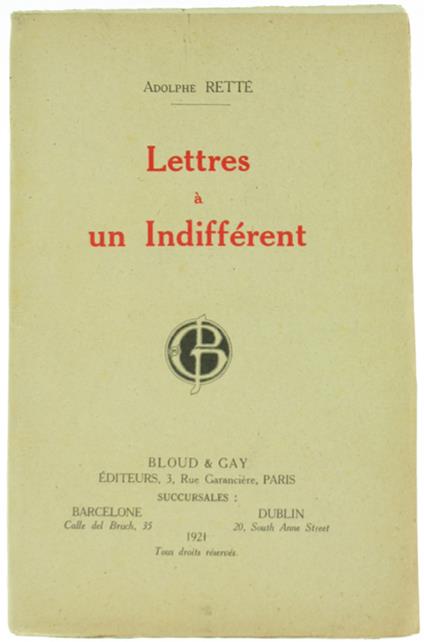 Lettres A Un Indifferent - Adolphe Retté - copertina