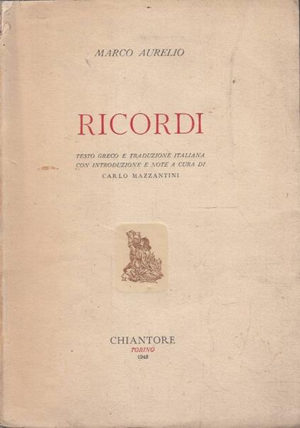 Ricordi - Marco Aurelio - copertina