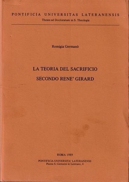 teoria del sacrificio secondo René Girard - copertina