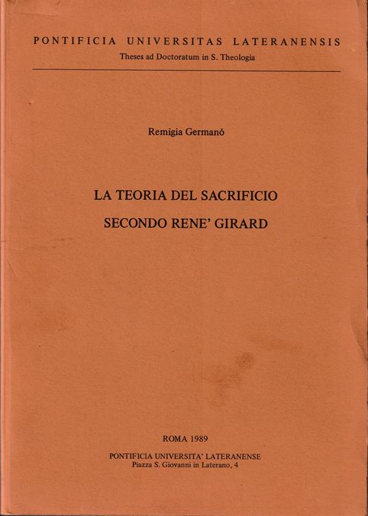 teoria del sacrificio secondo René Girard - copertina